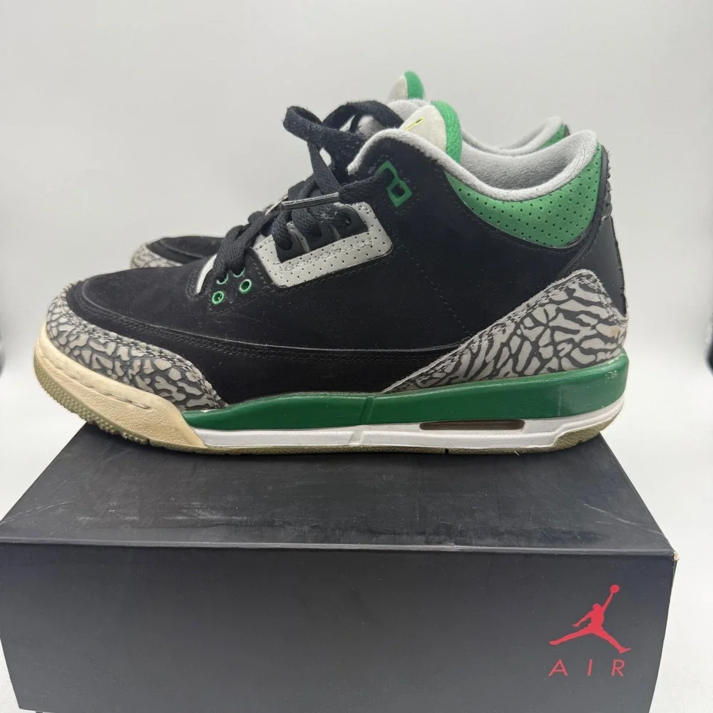 Jordan Air Jordan 3 Retro Kids 7Y Pine Green Black Elephant Print 398614-030